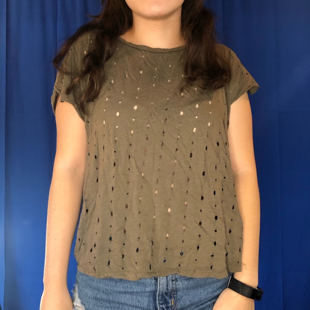 distressed green tee shirt Medium